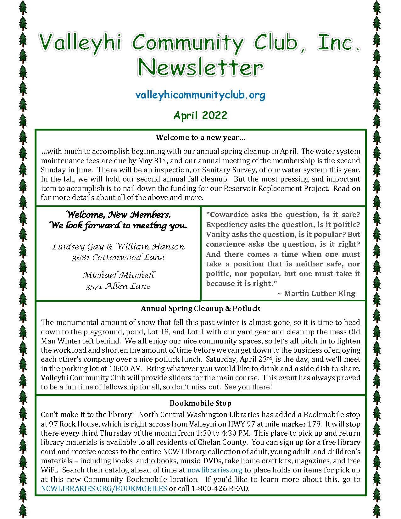 2022 - April - Newsletter pg 1