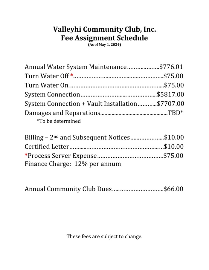 Fee Assignment Schedule - 2024-1